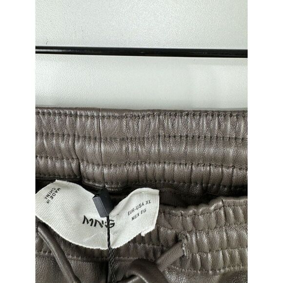 NWT Mango MNG Leather-effect elastic waist Slouchy Pants Brown Women’s Size XL - Picture 6 of 12